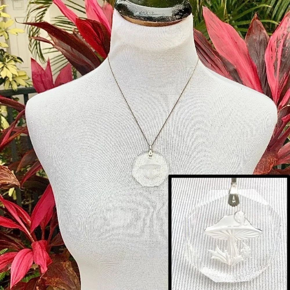 Carved Crystal Glass Necklace
